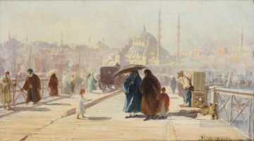 イスラム教 Painting - コンスタンティノープルのガラタ橋 フランソワ・レオン・プリウール・バルダン・イスラム作